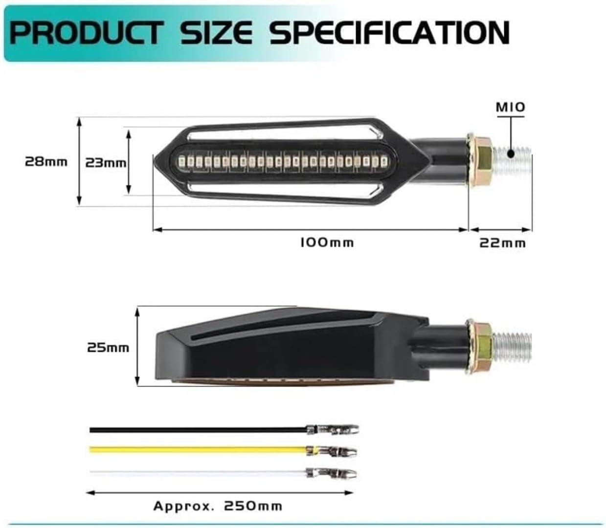Genérico Indicadores de motocicleta Intermitentes LED para motocicleta de 24 LED, luz intermitente con relé integrado, luces de freno DRL, intermitentes.