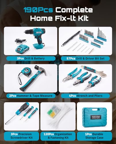 Seesii 21V 190Pcs Tool Combo Set