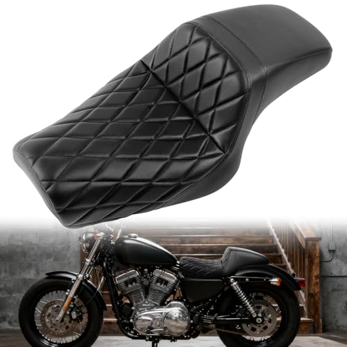 DREAMZIER Sportster Two-Up Seat One-Piece Seat Front Rear Driver Passenger Seat Compatible With Harley Sportster Iron XL883 XL1200 (2004-2006 2010-2022) Suitable for 2.3-3.3 GAL