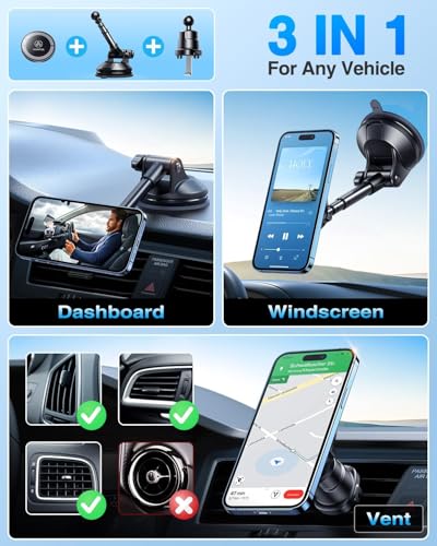 VANMASS Military-Grade Magnetic Car Mount (Vent/Dash/Windshield) — view 2