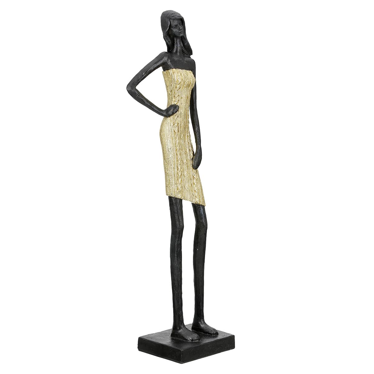 GILDE Figur Dorada, Kunstharz, goldfarben/schwarz, Fraumotiv, H: 44,5 cm, B: 13,5 cm, T: 8 cm - Deko, Skulptur, Wohnaccessoire, Geschenkidee