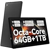 Gleeso Tablet 10 Inch Tablet Android with 64GB ROM 1TB Expandable Storage, Octa-Core Processor, HD IPS Touchscreen, Dual 5MP+8MP Camera, Widevine L1 Certified for Gaming & Reading-Black