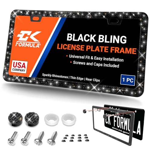 Bling License Plate Frame for Women, 1-Piece, Sparkly Diamond Car Accessories...