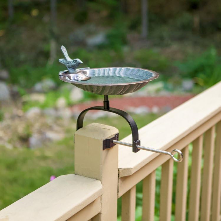Scallop Shell Birdbath & Over Railing Bracket