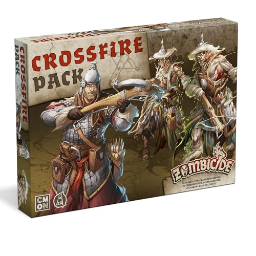 Zombicide White Death : Crossfire Pack - Dodaj nowych strażników i zombie do swoich gier! Kooperacyjna gra strategiczna z figurkami stołowymi, od 14 lat, od 1 do 6 graczy, 1 godzina rozgrywki
