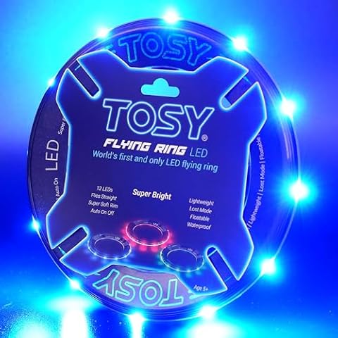 TOSY Flying Ring - 12 LEDs, Super Bright, Soft, Auto Light Up, Safe, Waterproof, Lightweight Frisbee, Cool Birthday, Camping, Easter Basket Stuffers & Outdoor/Indoor Gift Toy for Boys/Girls/Kids Cover