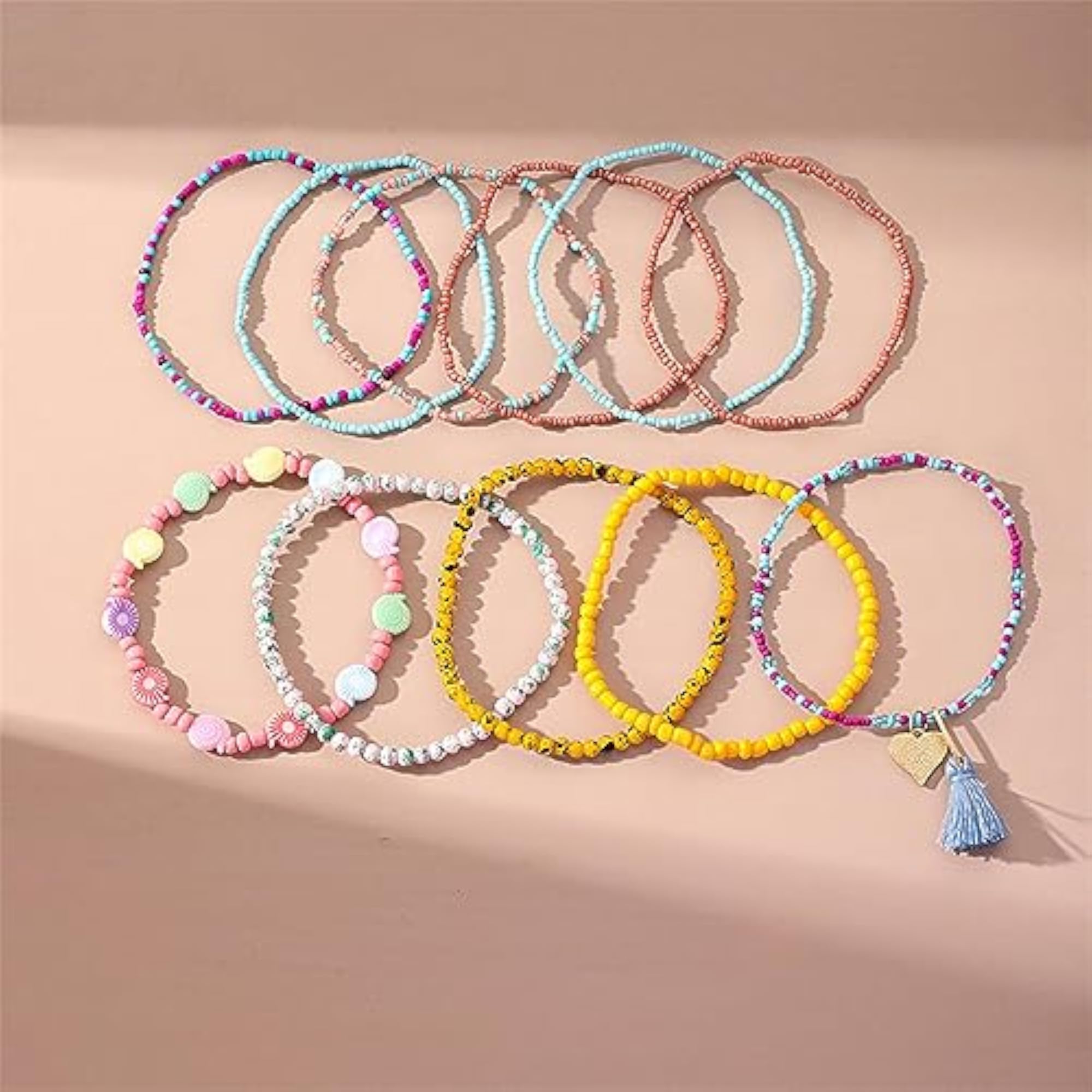 Boho Beaded Anklets, Glass Bead Foot Jewelry Set