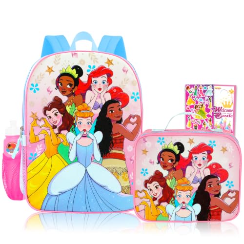 Sac à dos Princesse Disney avec boîte à déjeuner gourmande et gourde pour fille