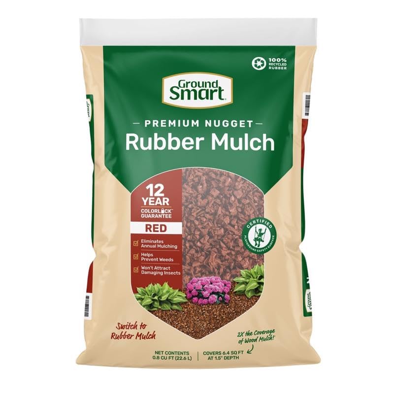 Ground Cover, Rubber Nuggets, Red, 0.8-Cu. Ft.