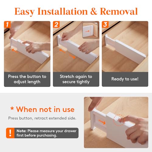 Lifewit 9 Pack Drawer Dividers 4" High, 11-17" Adjustable Drawer Organizers for Clothes, Expandable Dresser Separators in Bedroom/Bathroom/Kitchen/Fridge/Office Organization and Storage, White - Image 6