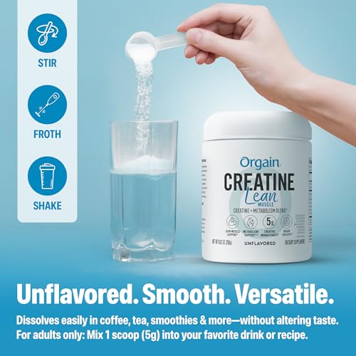 Orgain 5g Creatine Monohydrate Lean Muscle Powder, Unflavored, 8.82oz - image 6