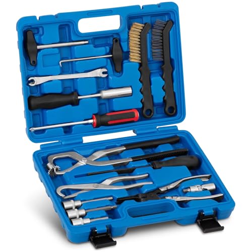 Lot de 15 outils pour tambour de frein de voiture - Kit d'outils de changement et de nettoyage pour systèmes de frein à disque et tambour - Montage d'atelier