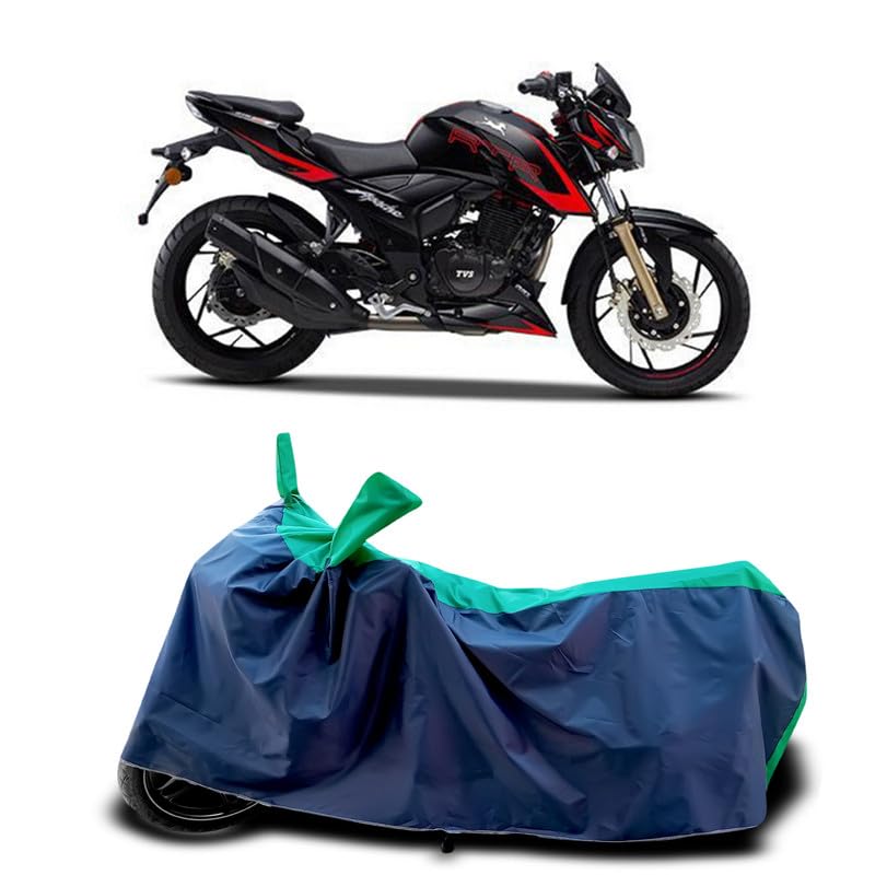 Image of DUFFEL-Two Wheeler Bike Body Cover Compatible for Tvs Apache RTR 200 4v Bs6 Heat Protectio /UV-Rays /Birds Dropping /DustProof /Waterproof Indoor Outdoor and Parking Full Body Protection [Green Patta]