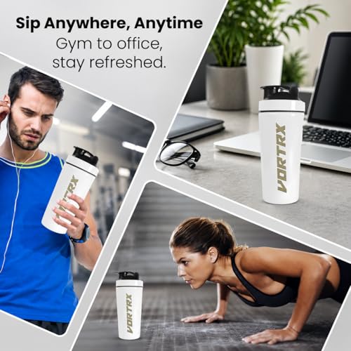 Image of Steel Protein Shaker Bottle With Premium Laser Engraved Logo | 100% Leakproof BPA-Free Metal With Whisk Ball | Perfect for Protein, Pre-Workout, Creatine (Engrave White)
