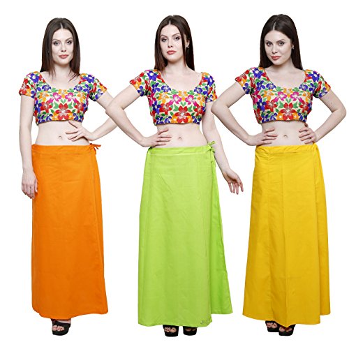 Image of Pistaa combo of 3 Women's Cotton Best Indian Readymade Inskirt Saree petticoats