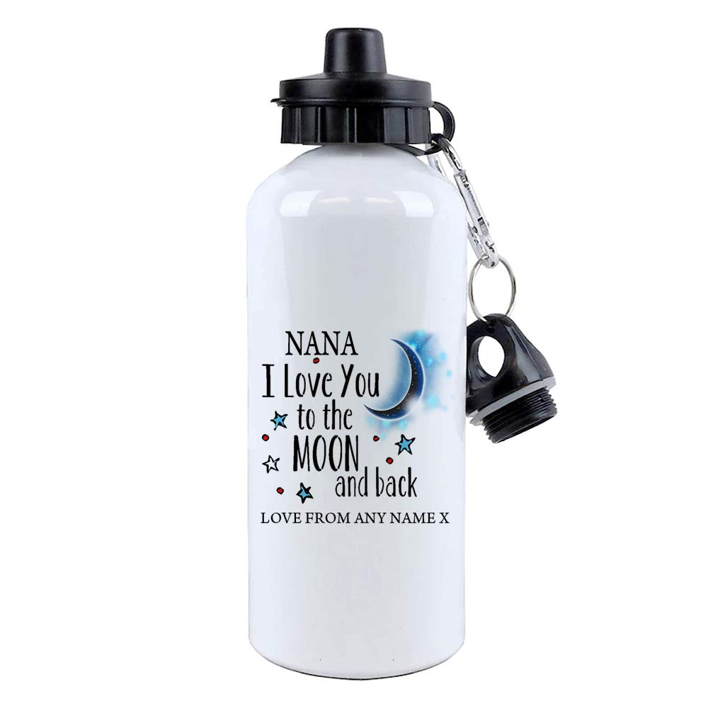 Personalised Nana I love You To The Moon And Back Aluminium 500 ml Water Bottle sports bottle gift for Unisex Birthday Present.