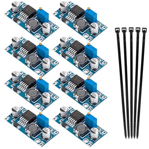 LM2596 DC-DC Buck Converter Module 8 Pack Adjustable Voltage Regulator 3.2V-46V Input (Recommended 40V) 1.25V-35V Output 3A Max Step Down Power Supply for Arduino LED DIY Projects
