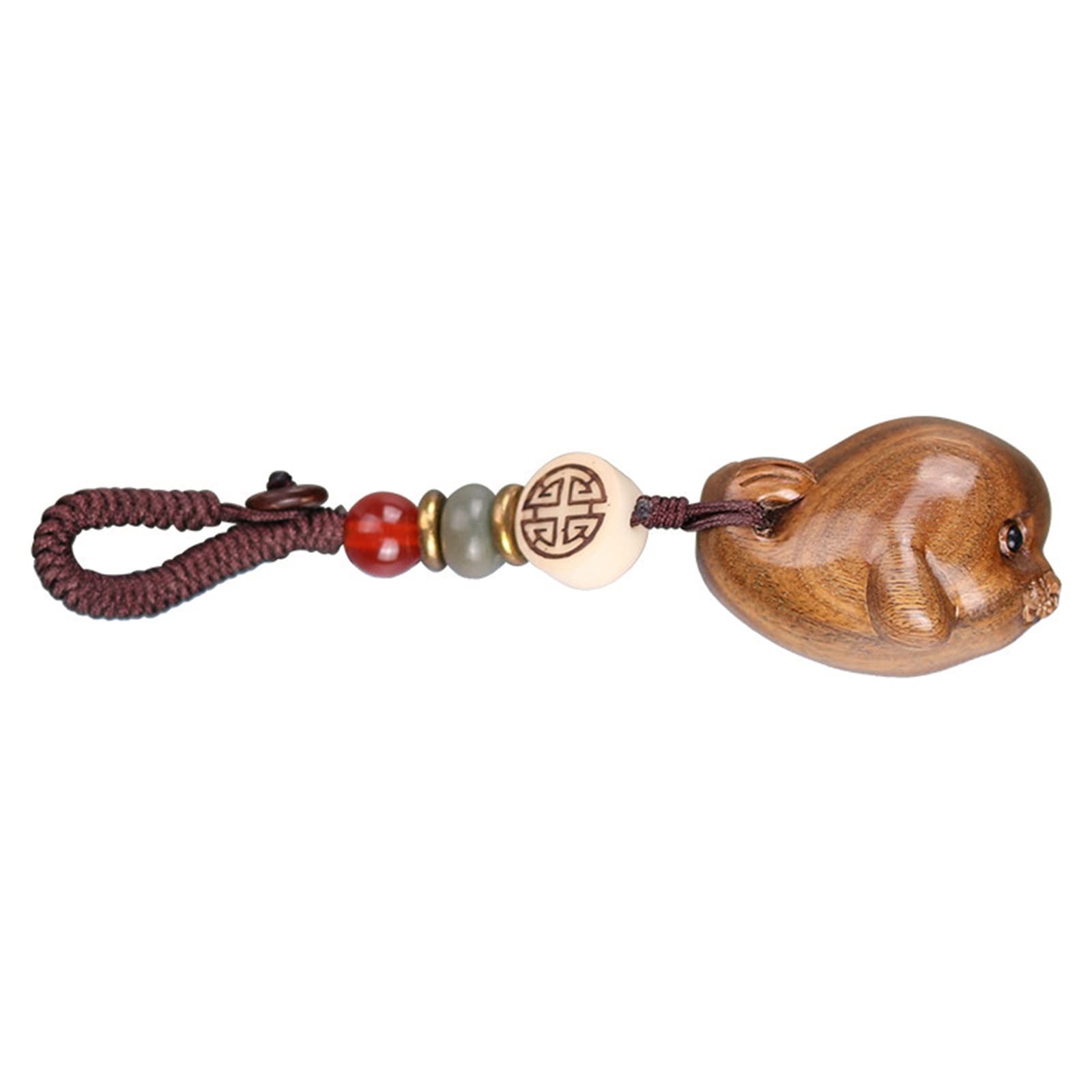 LKLNCXC Key Rings Cartoon Cute Seal Keychain Charm, Antique Wooden 3D Animal Pendants Remote Key Fob, for Men and Women Bag