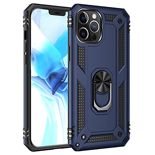 Korecase Compatible with iPhone 12 Pro Max Case, Extreme Protection Military Armor Dual Layer Protective Cover with 360 Degree Swivel D Ring Stand Blue
