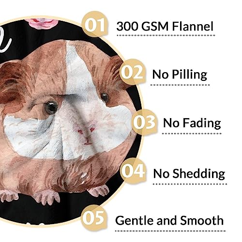 Guinea Pig Blanket Gifts - 40x50 Inches Cute Throw for Girls - Black Soft Fuzzy Blankets for Bed, Couch & Living Room