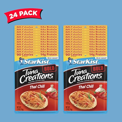 Image of StarKist Tuna Creations BOLD Thai Chili Style Pouch (2.6 oz - 24 Pack) Wild Caught, High Protein Shelf Stable Seafood, Gluten Free, Soy Free, No Draining, Ready to Eat for Salads and Sandwiches