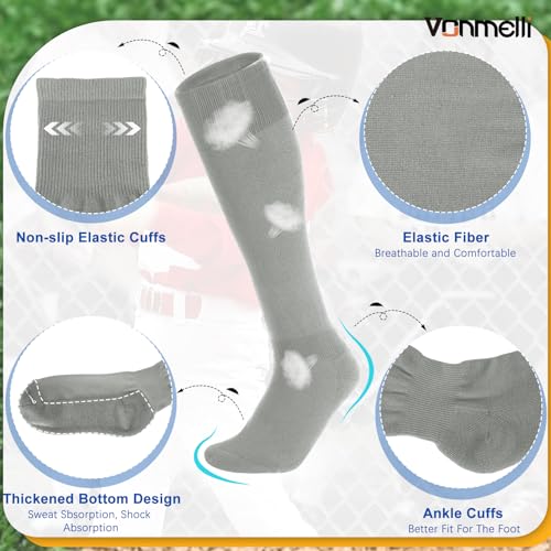 Image of VONMELLI Youth Baseball Belt and Socks Combo, Elastic Softball Belts and Socks for Boys and Adult (2 Pairs of Socks & 1 Belt)