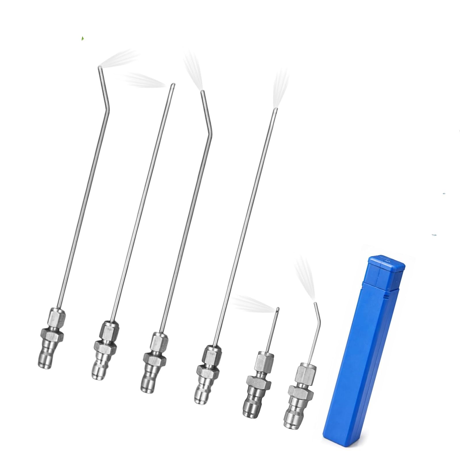 Netbiio 6Pcs Long Reach High Pressure Washer Nozzles Garden Equipment Maintenance Long Reach Extension Tip For Washing Machine With Straight/Vent Tip