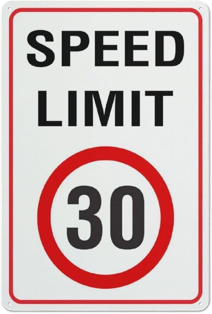 Speed Limit 30km Sign Outdoor Metal Signs Yard Sign For Home Business Driveway Alert Workplace Office Home Gift For Women Men 8x12 Inch