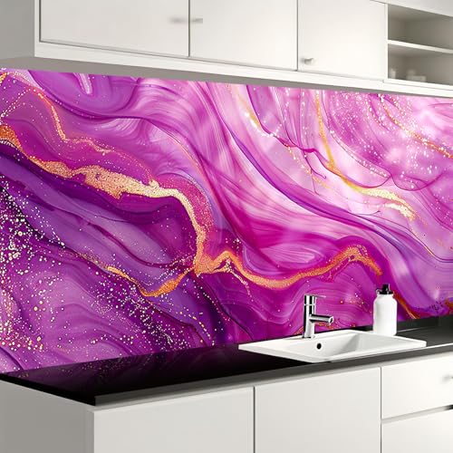 Image of Nuxovilar Pink Purple Marble Wallpaper Peel Stick Vinyl 15.75x39.37