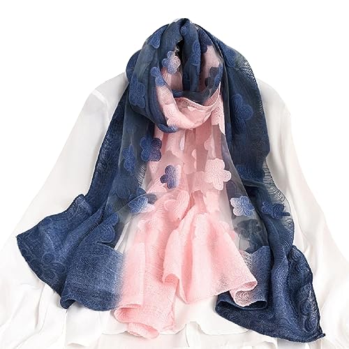 The Crafty Owl Two Tone Sheer Hollow Floral Organza Scarves/Shawls//Shawls/Hijab for Women4