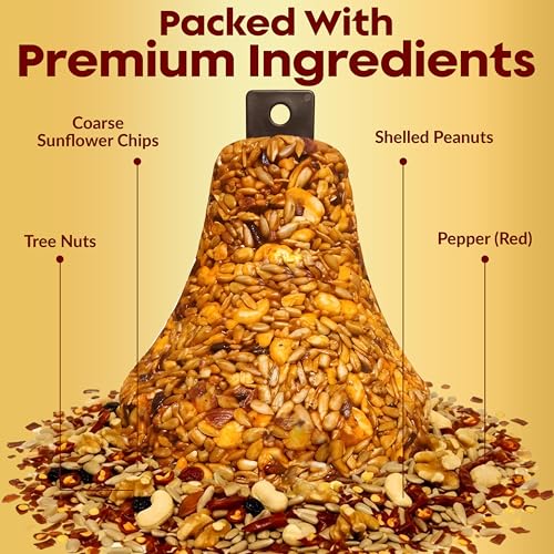 Hot Pepper Bird Seed Bell β Squirrel Proof Spicy Bird Seed Treat β Attracts Cardinals, Woodpeckers, Blue Jays, Chickadees & Songbirds β Long Lasting Hot Birdseed, All Natural, No Filler β USA Made - Image 3
