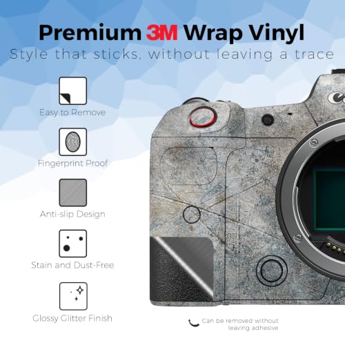Image of Glossy Glitter Camera Skin Compatible with Canon EOS R5C (2022) - Shadow Concrete - Premium 3M Vinyl Protective Wrap Decal Cover - Easy to Apply | Crafted in the USA by MightySkins