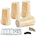 JOLIGAEA 4pz Gambe per Mobili Legno, 8cm Piedini per Tavolino Divano in Legno Massello con Viti e Piastra di Montaggio,per Divano, Armadio e Letto, Antiscivolo e Stabile, angolo retto