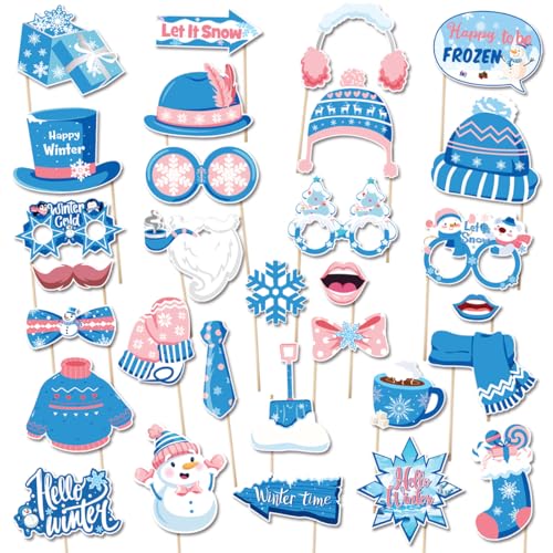 30 pcs accessoires photo cabine hiver flocon de neige décor mariage vacances