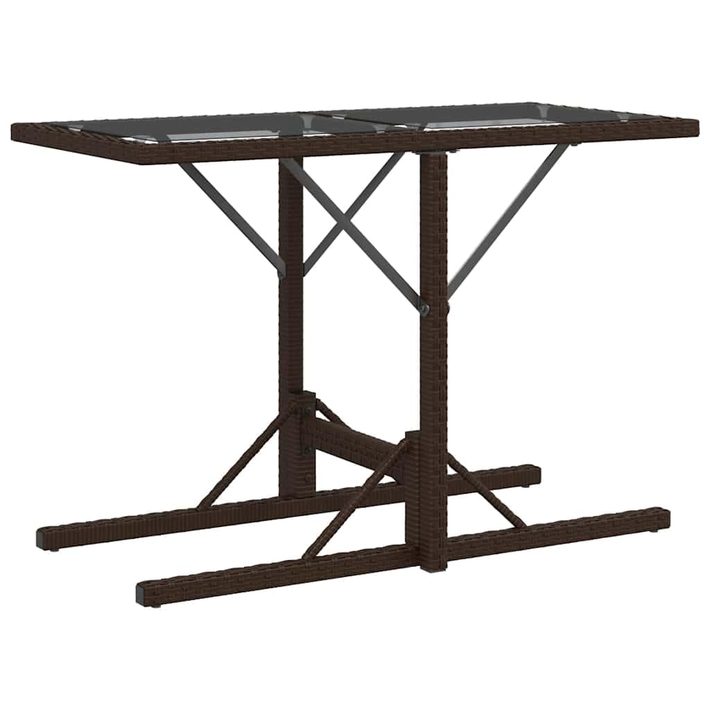 Set da 3 pezzi da bistrot con cuscino, marrone, polyrattan, sedie pieghevoli, tavolo in vetro, resistente ai raggi UV, per giardino, balcone, terrazza, set di mobili da esterno confortevole