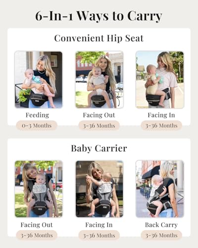 Image of MOMTORY StowNGO Pro Safety-Certified Ultra Storage Baby Carrier, Pure Black | Plus Size Friendly, 6 Carry Positions, Front & Back, Baby Carrier With Hipseat, Fits 7-50lbs Newborn To Toddler