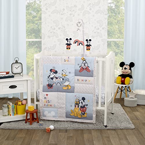 Image of NoJo Disney Mini Crib Bedding Set Mickey and Friends 3-Piece Comforter with Two Fitted Mini Crib Sheets, Mickey, Minnie, Donald, Goofy & Pluto – Baby Boy Nursery Essentials
