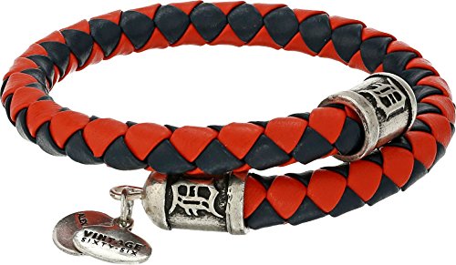 Alex and Ani Unisex Detroit Tigers Braided Leather Rafaelian Silver-Tone Wrap Bracelet