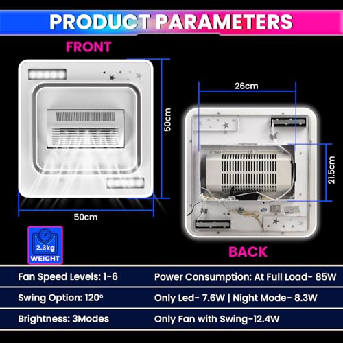 Image of amiciSmart Luxury Bladeless Ceiling Fan with Integrated LED Lighting | Remote Control | Adjustable Speed & Brightness| Bunk-Bed Children Safety,Acrylonitrile Butadiene Styrene