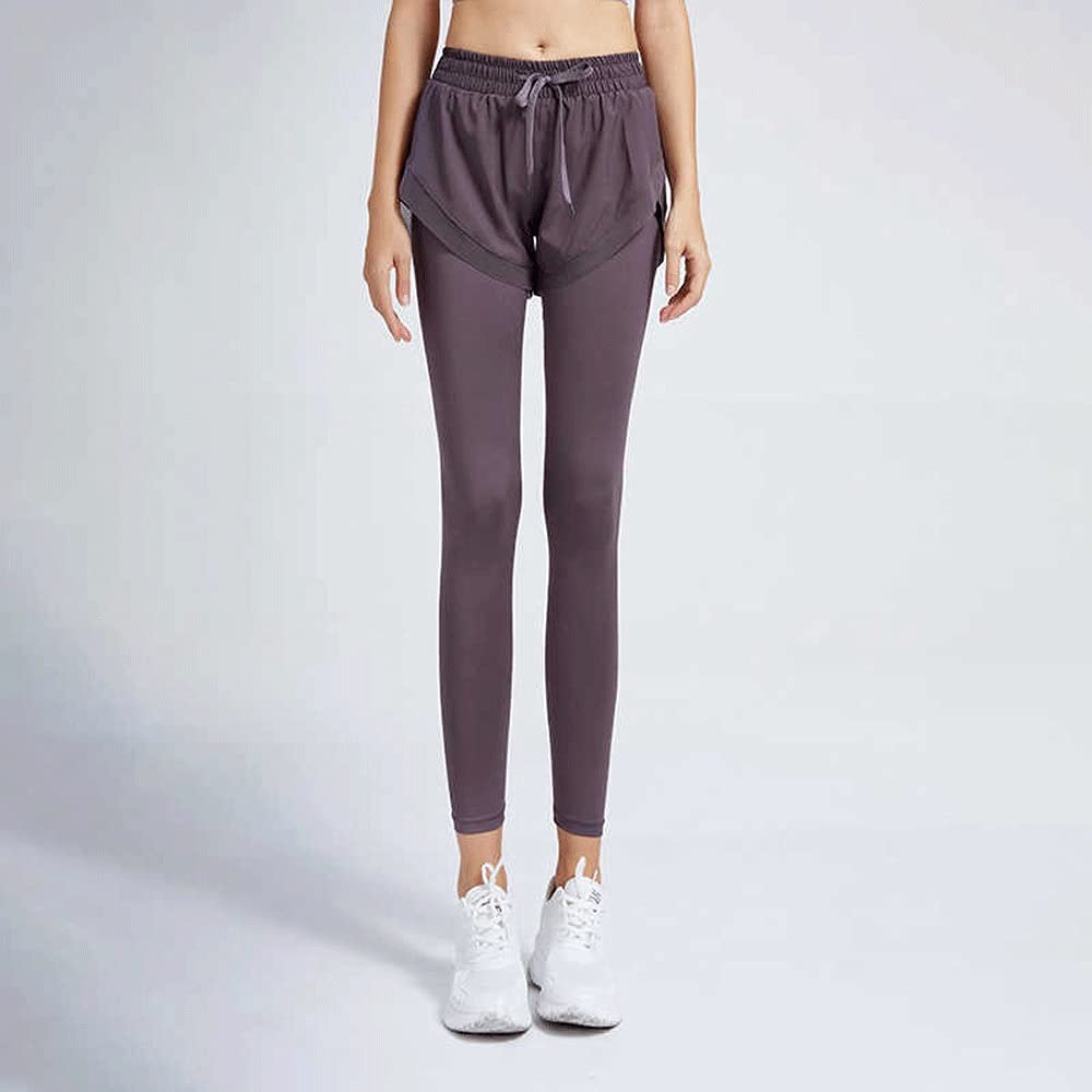 Yogahose Zweiteilige gefälschte Fitnesshose Schlankheit und eng anliegende Damenhosen Elastische Laufhose zum Hüftheben Große Yogahosen