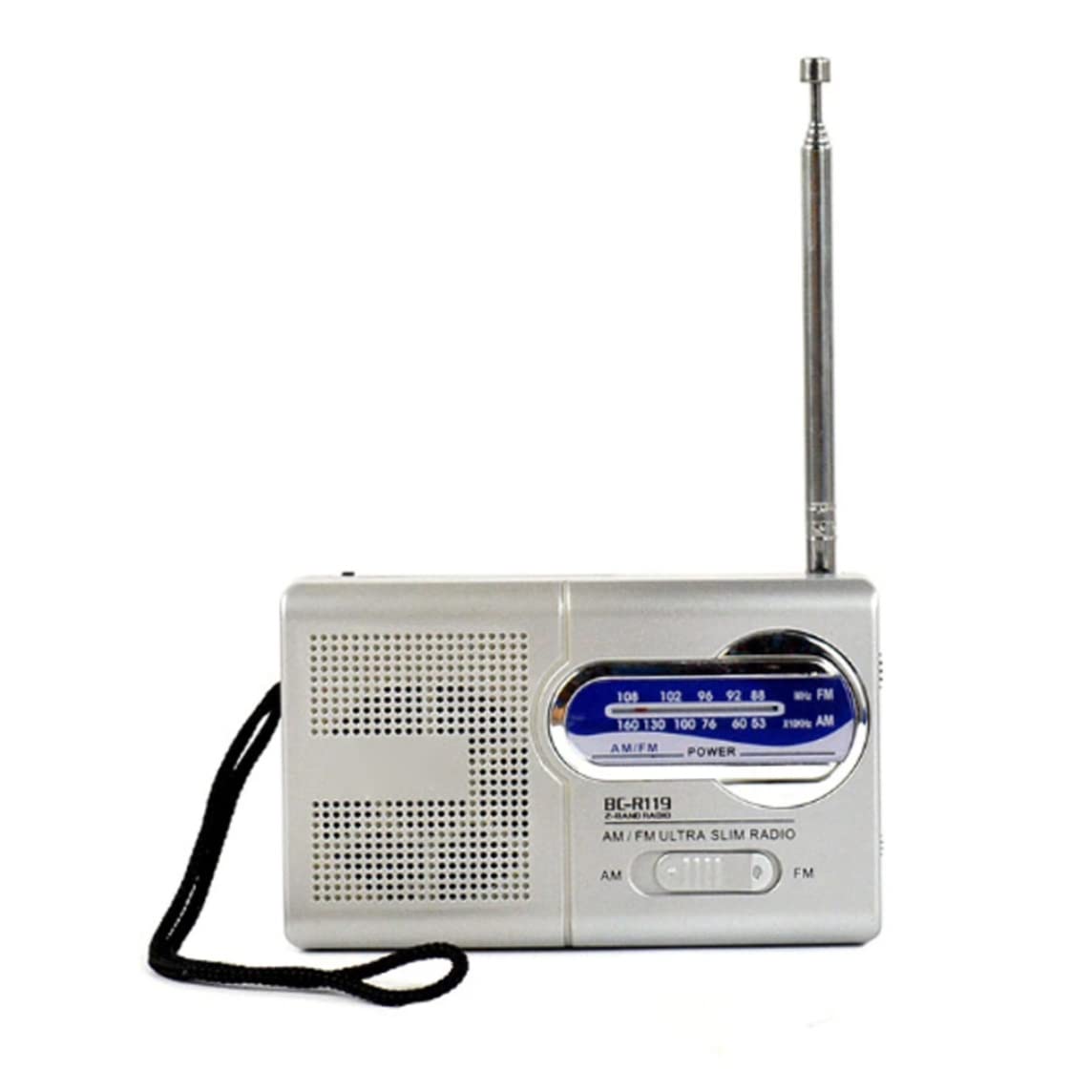 Mini radio BC-R119, radio portátil de bolsillo con antena telescópica AM FM, receptor mundial, altavoz, funciona con pilas, color plateado (sin pilas), radio pequeña, radio portátil Dab, radio FM, rad — view 4