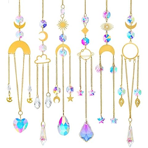 Colorful Crystals Ornaments Prisms Hanging Suncatcher Pendant Rainbow Decoration for Home Window Garden Pack of 6 Cover