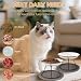 FoiiLiio Raised Cat Bowl, Pack of 2, Raised Feeding Bowl, Cat Ceramic Cat Bowl, Raised 10 cm Cat Bowls for Food, Water with Metal Stand, Black Feeding Bowl, Cats with Bowl Mat, Silicone