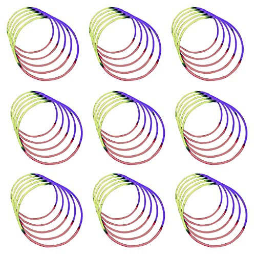 WedDecor 25pcs Glow Stick Necklaces 22”, Premium Neon Glow Necklace 6mm Thick, Tri-Colour or Single Colours, Pink, Yellow & Purple, Perfect for Kids and Adults