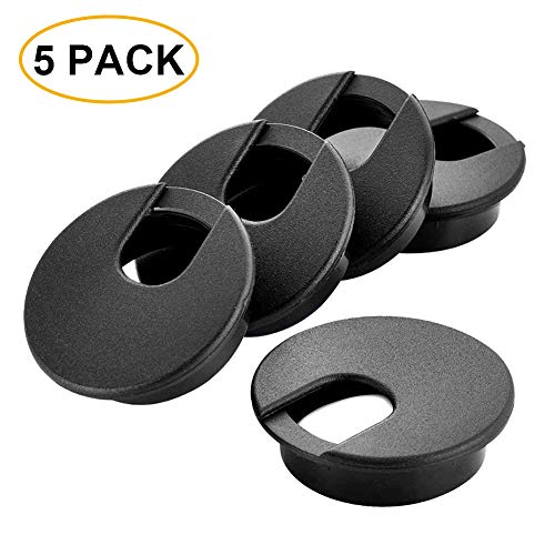 2" Black Desk Grommet, Plastic Wire Organizers, Computer Cable Hole Cover Plug Cap