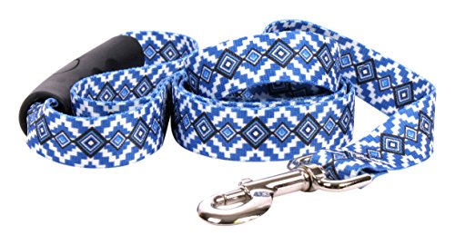 Yellow Dog Design Aztec Blue Ez-Grip Dog Leash with Comfort Handle 3/4