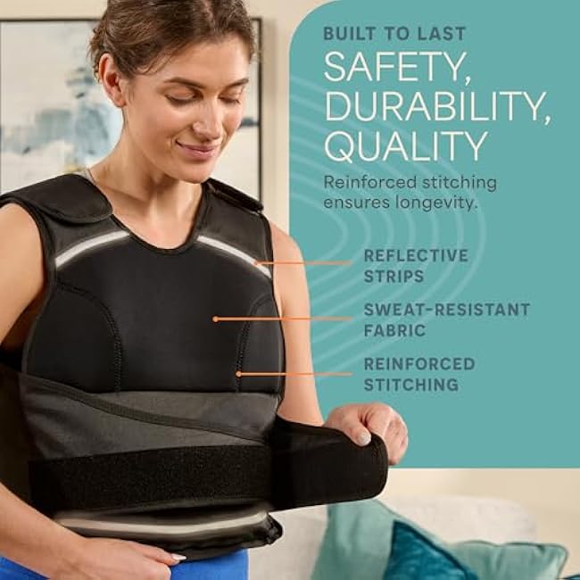 Lifepro 2-in-1 Adjustable Weighted Vest + Ankle Weights (15 & 20lbs) - Running weighted vest for Women & Men with Reflective Stripe, Phone Pocket - Workout Equipment for Strength Training & Fitness