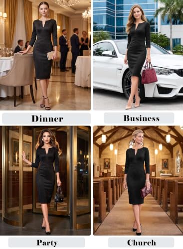 Image of VFSHOW Womens Work Business Office Zipper Up Slim Bodycon Sheath Dress