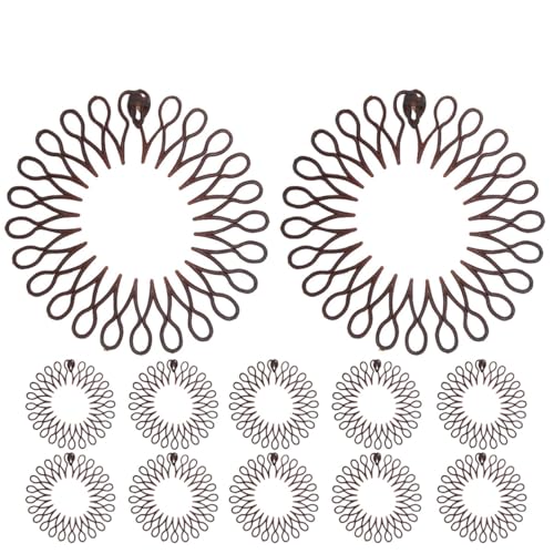 12 Bandeaux Circulaires Cheveux Dents, Elastique Brun