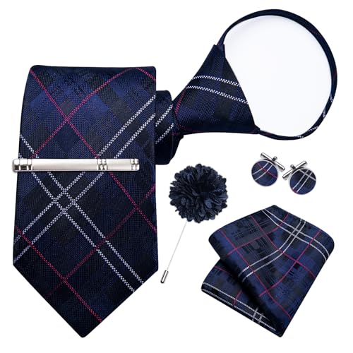 Image of DiBanGu Silk Zipper Ties for Men, Formal Pre-tied Necktie | Adjustable Tie,6PCS,Various Design Styles,Jacquard Woven,Skin-friendly,Practical Gift,Great for Wedding Party,Business Formal